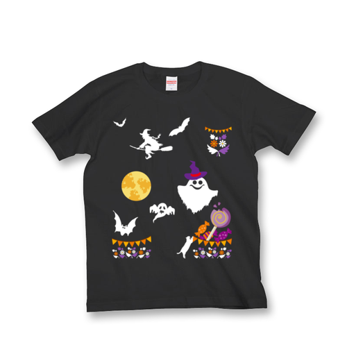月の夜ポケット風ハロウィンTシャツ（カラー）